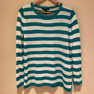 Forever 21 sweater, green and white stripe, large